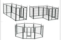 Tarc pentru caini, 8 elemente, 68 x 100 cm, metal, Negru, extra large 40