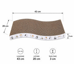 Suport pentru Ascuțit Gheare Pisici Ondulat din Carton Premium, 43 x 20 x 3 cm