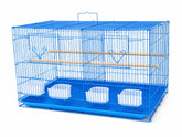 Colivie pentru Păsări BQ02 60x42x40 cm – 2 Uși, Perete Despărțitor, 4 Hrănitoare | Negru, Alb, Albastru