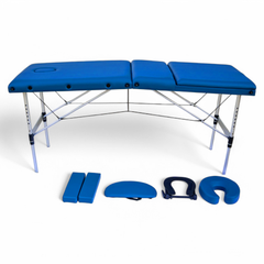Masa de masaj, cadru aluminiu, 3 sectiuni, Albastru