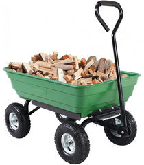 Carucior de gradina si curte, cuva basculanta, 75 l, verde, GC-018