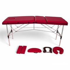 Masa de masaj, cadru aluminiu, 3 sectiuni, Rosu