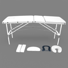 Masa de masaj, cadru aluminiu, 3 sectiuni, Alb