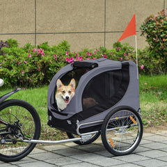 Remorca de bicicleta pentru transportat animale, marca PawHut, gri