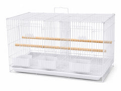 Colivie pentru Păsări BQ02 60x42x40 cm – 2 Uși, Perete Despărțitor, 4 Hrănitoare | Negru, Alb, Albastru